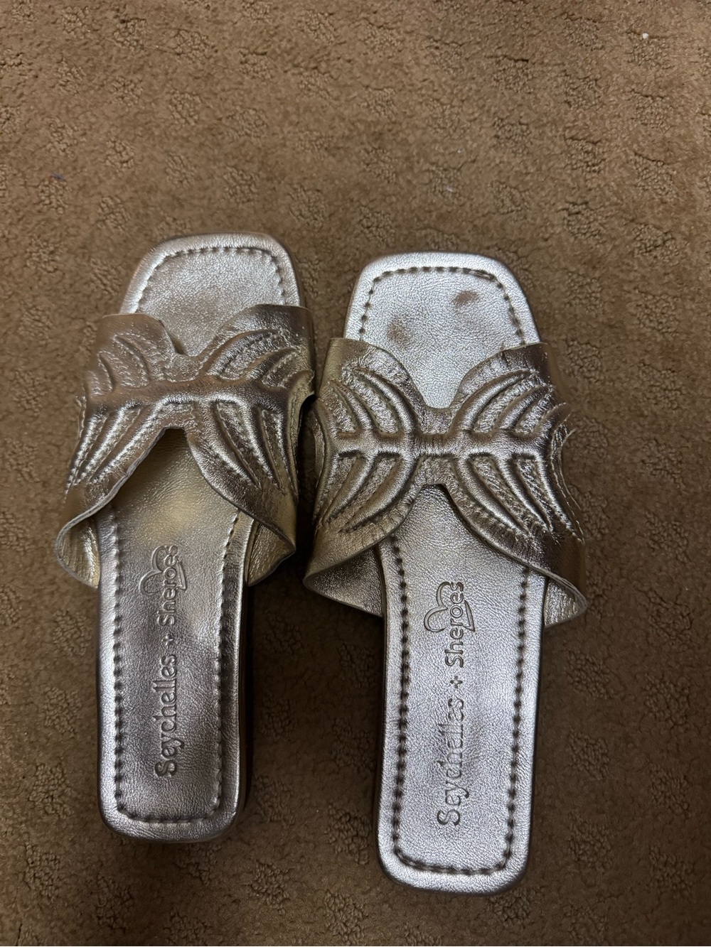 Seychelles Metallic Gold Crossover Slide Sandals